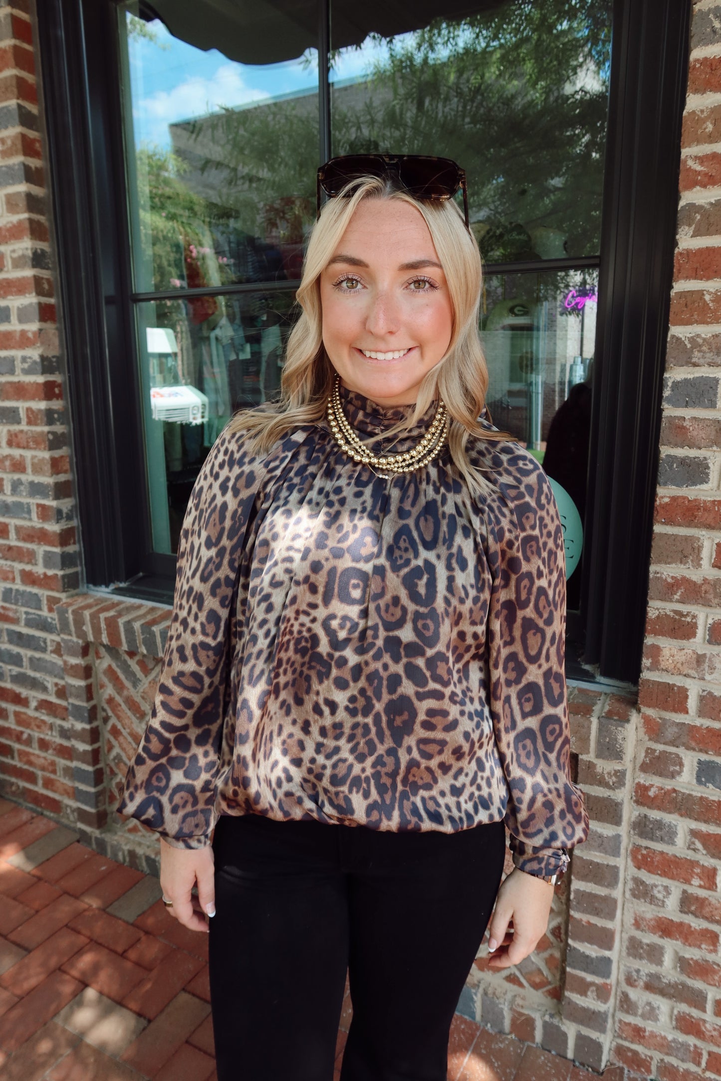 Leopard Print High Neck Top