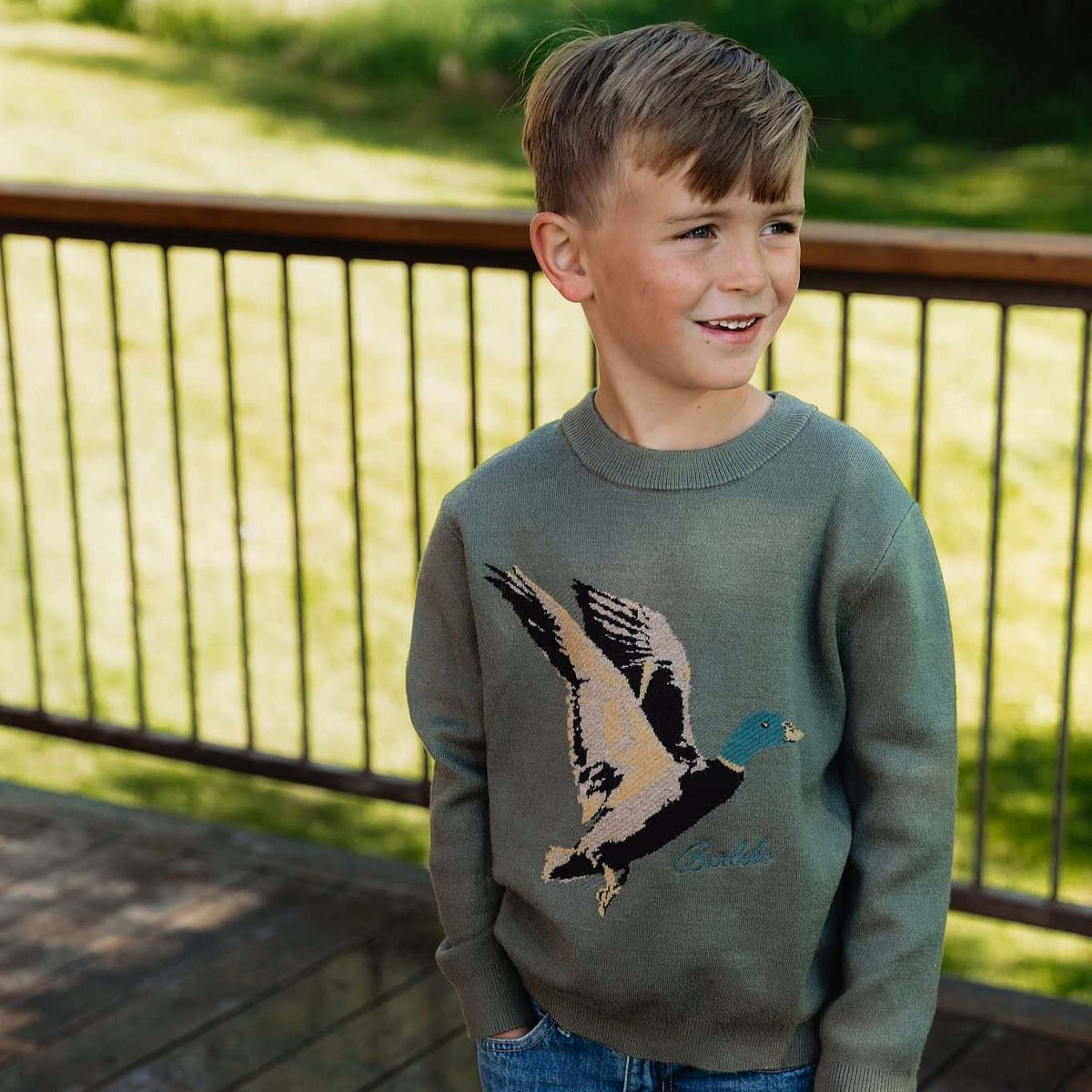 Burlebo Youth Cabin Sweater | Olive Duck