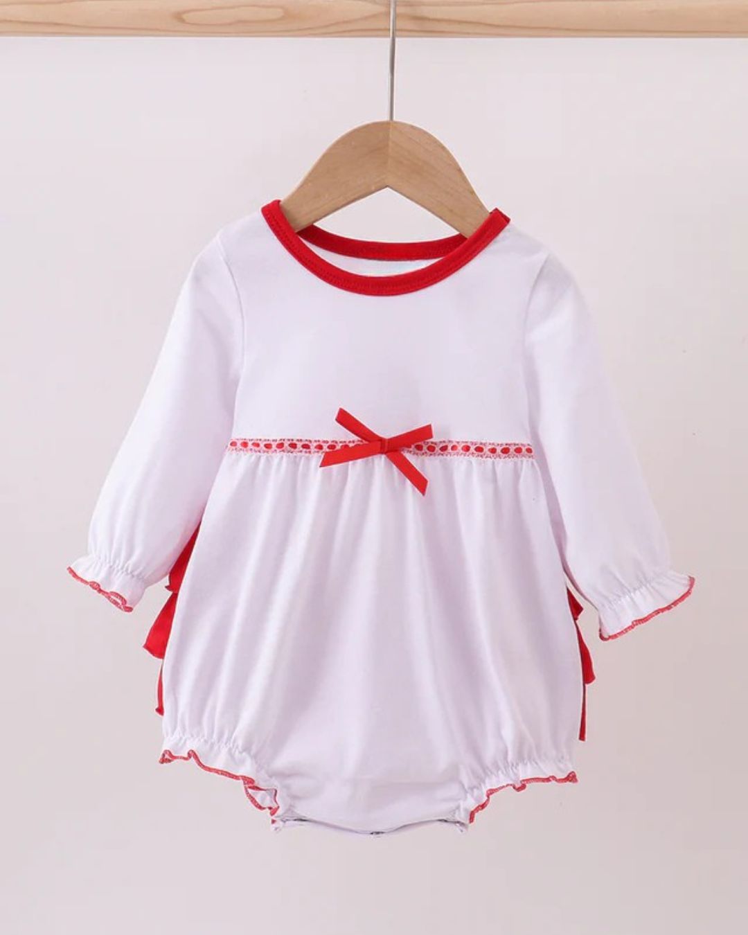 White & Red Ruffle Bow Bubble