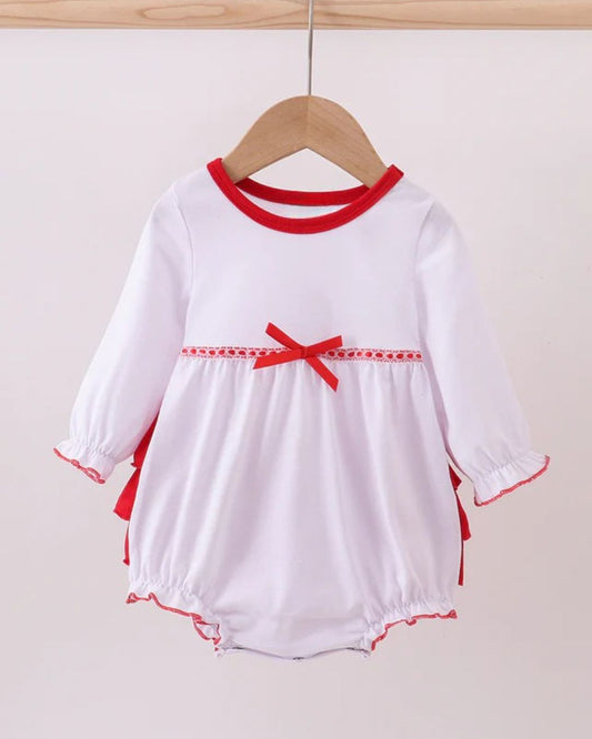 White & Red Ruffle Bow Bubble