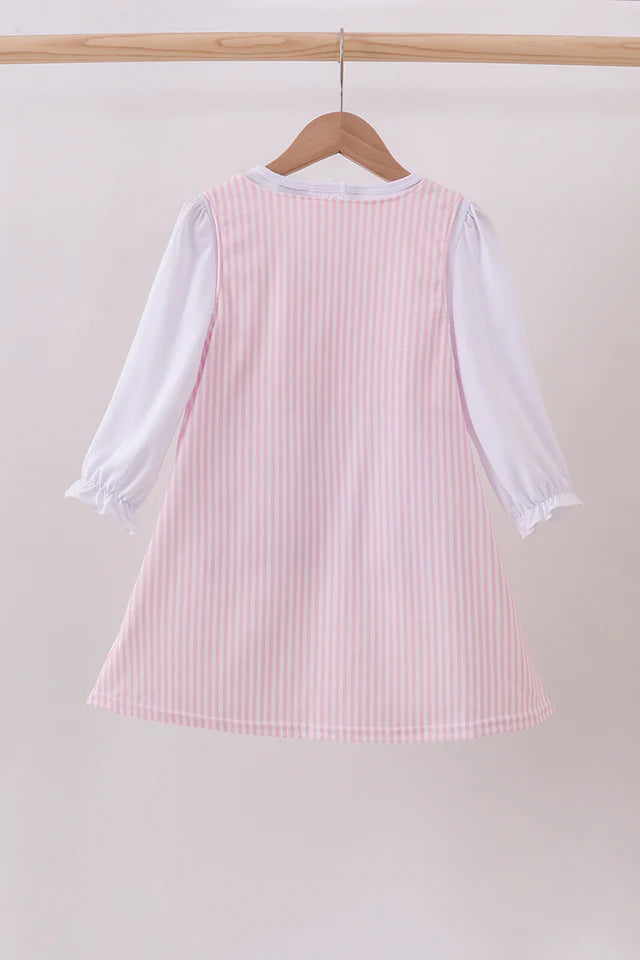 Pink Bow Christmas Tree Ruffle Dress