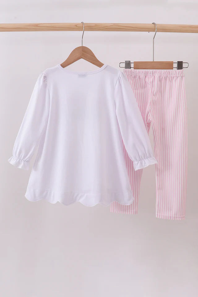 Pink Bow Christmas Tree Pants Set