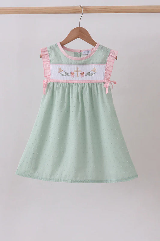 Smocked Swiss Dot Sheep Ruffle Dress