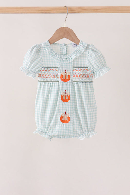Baby | Smocked Pumpkin Gingham Bubble