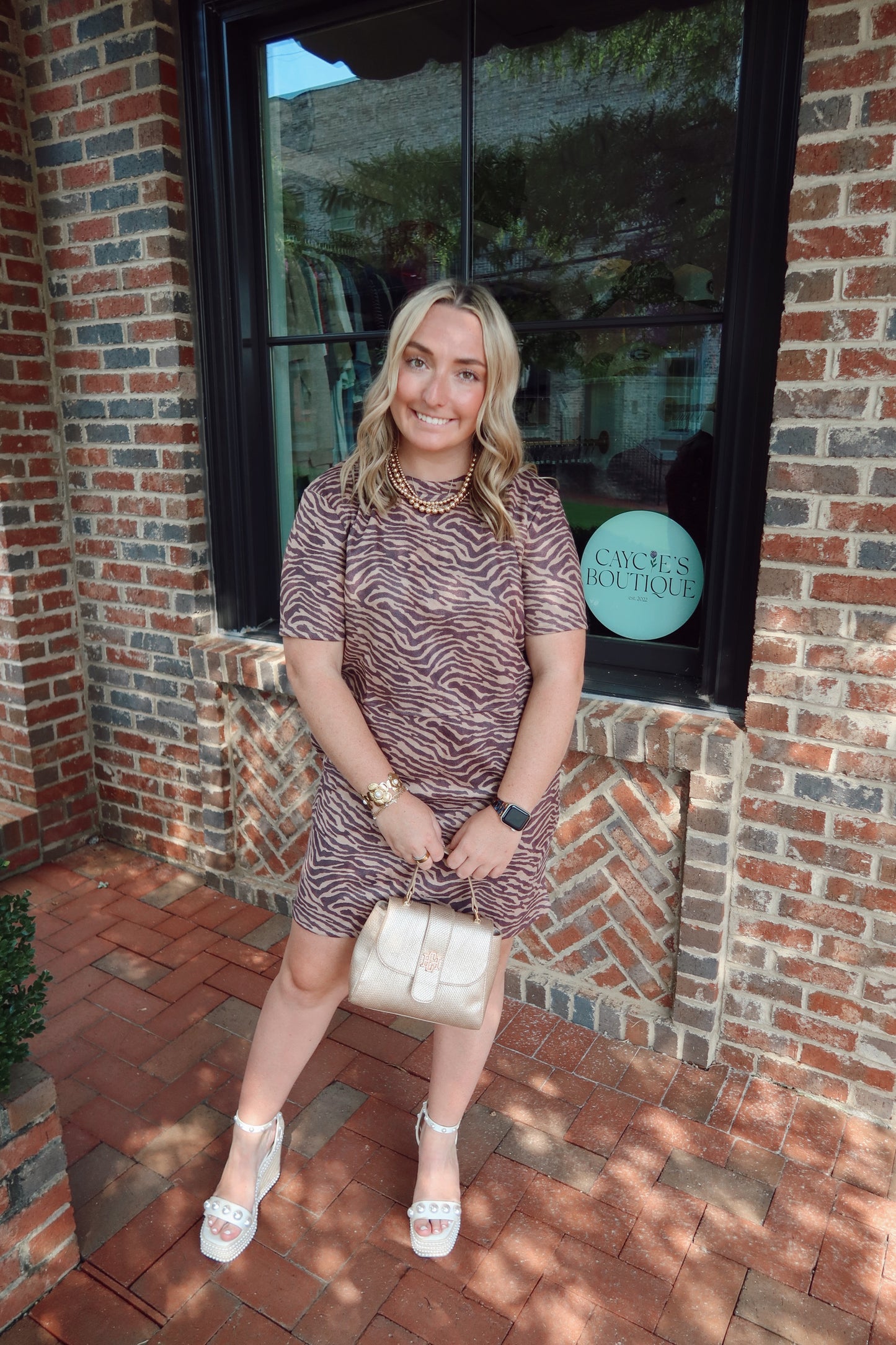Animal Print Faux Suede Shift Dress