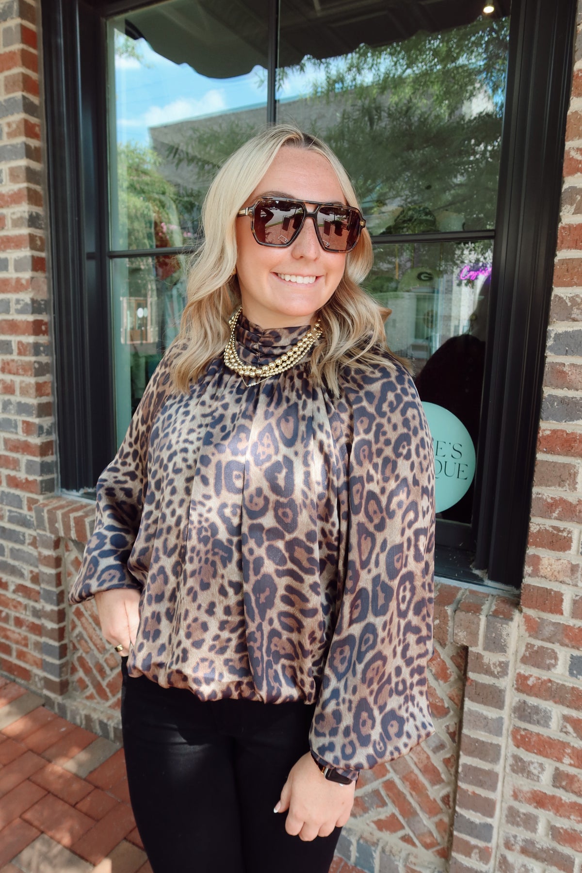 Leopard Print High Neck Top