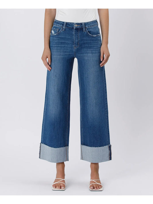 Olivia | Lovervet High Rise Cuffed Ankle Wide Leg Jeans