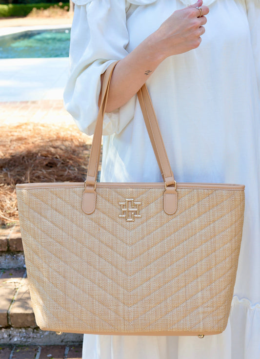 James Natural V Quilted Tote Bag
