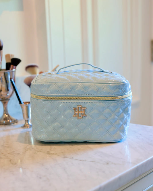 Hampton Train Case | Light Blue Patent