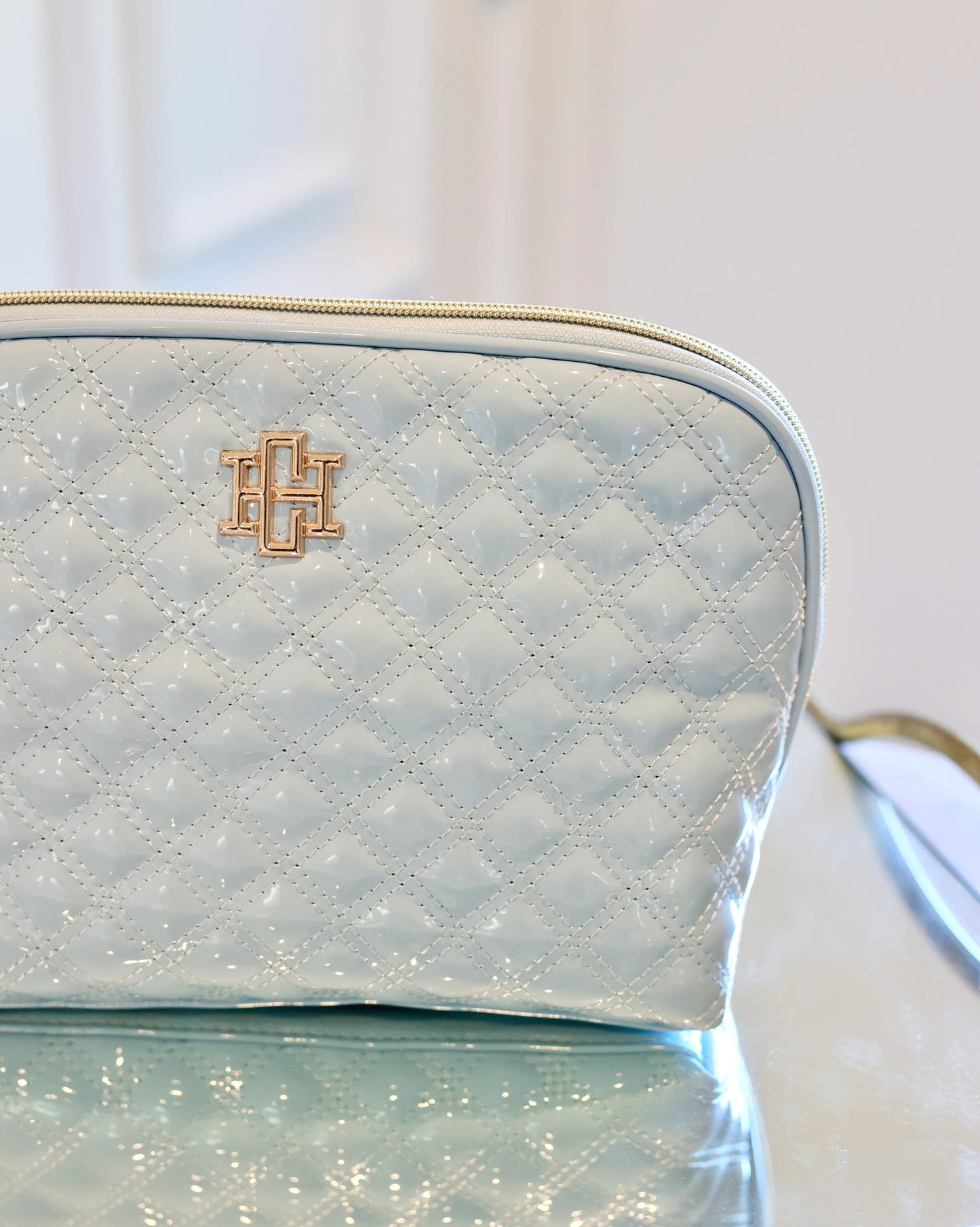 Capri Large Pouch | Light Blue Patent