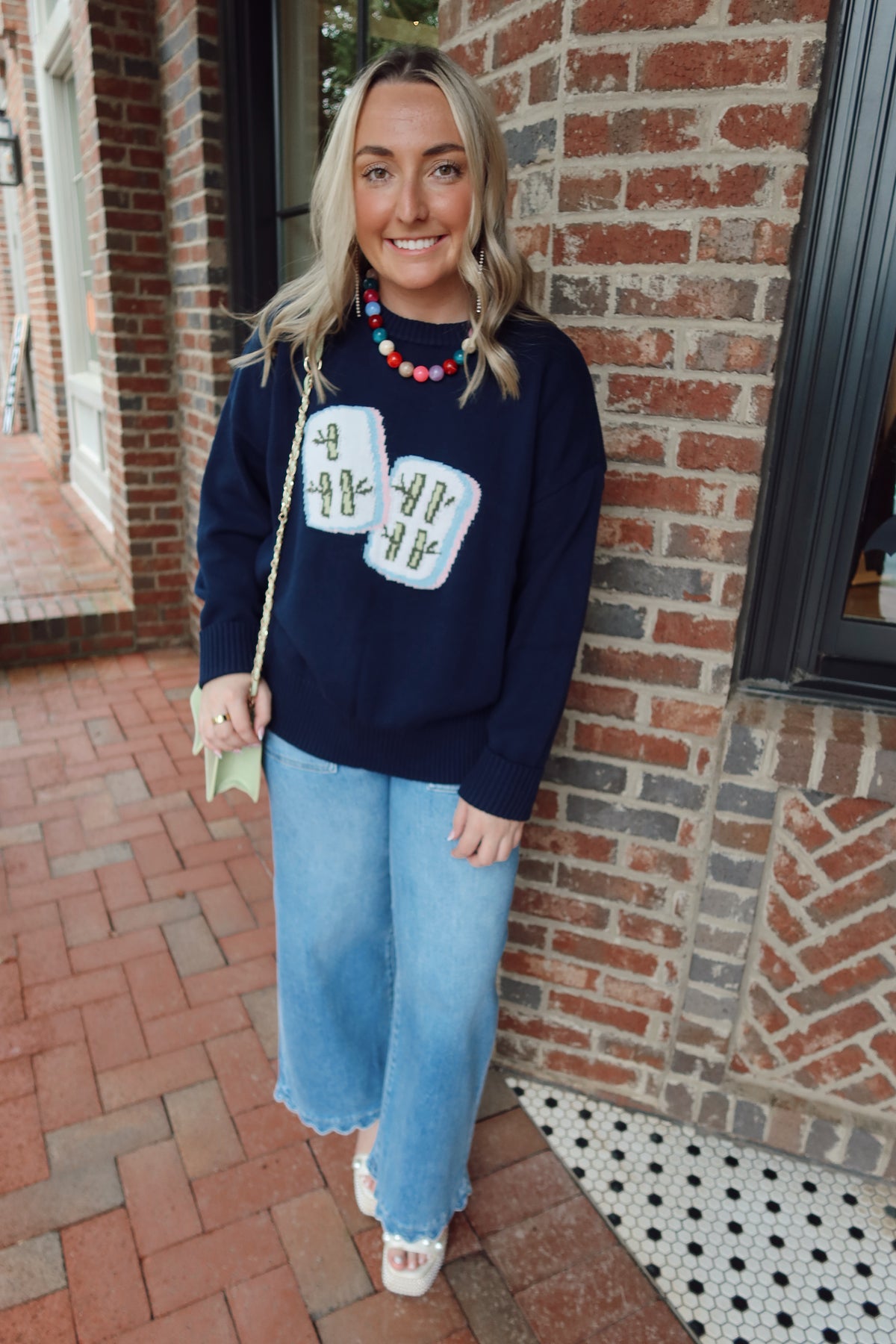 Navy Mahjong Tile Sweater