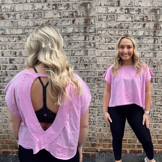 Pink Cotton Open Back Top
