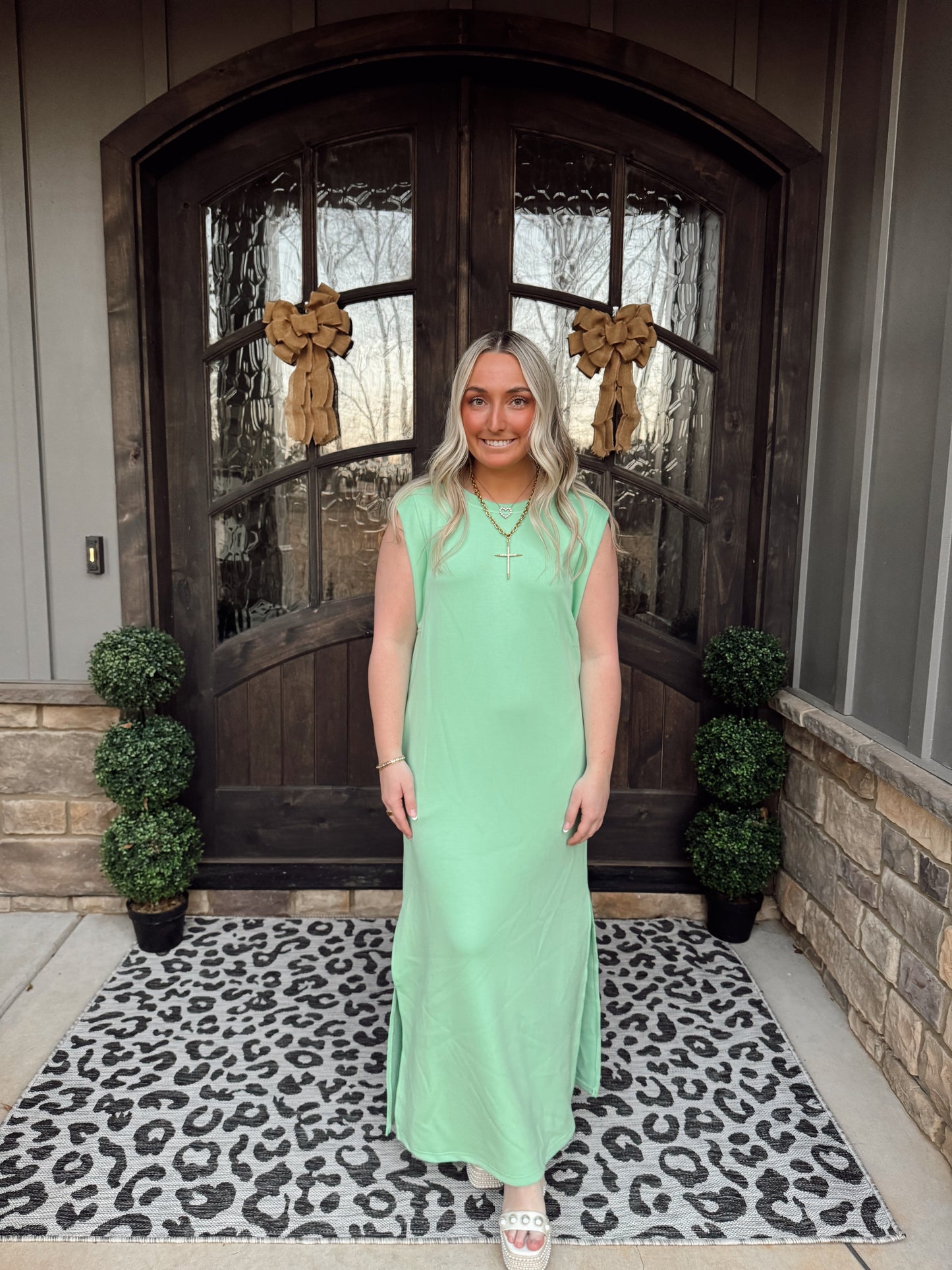 Mint Jersey Knit Midi Dress