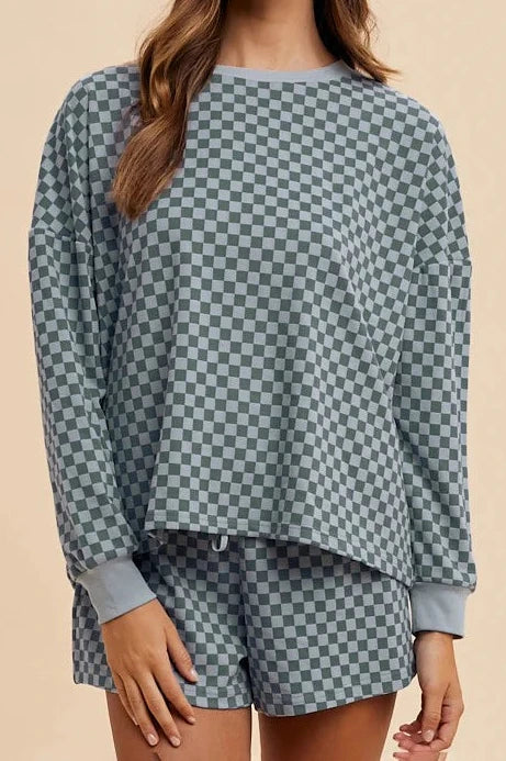 Dark Teal Checkered Lounge Set