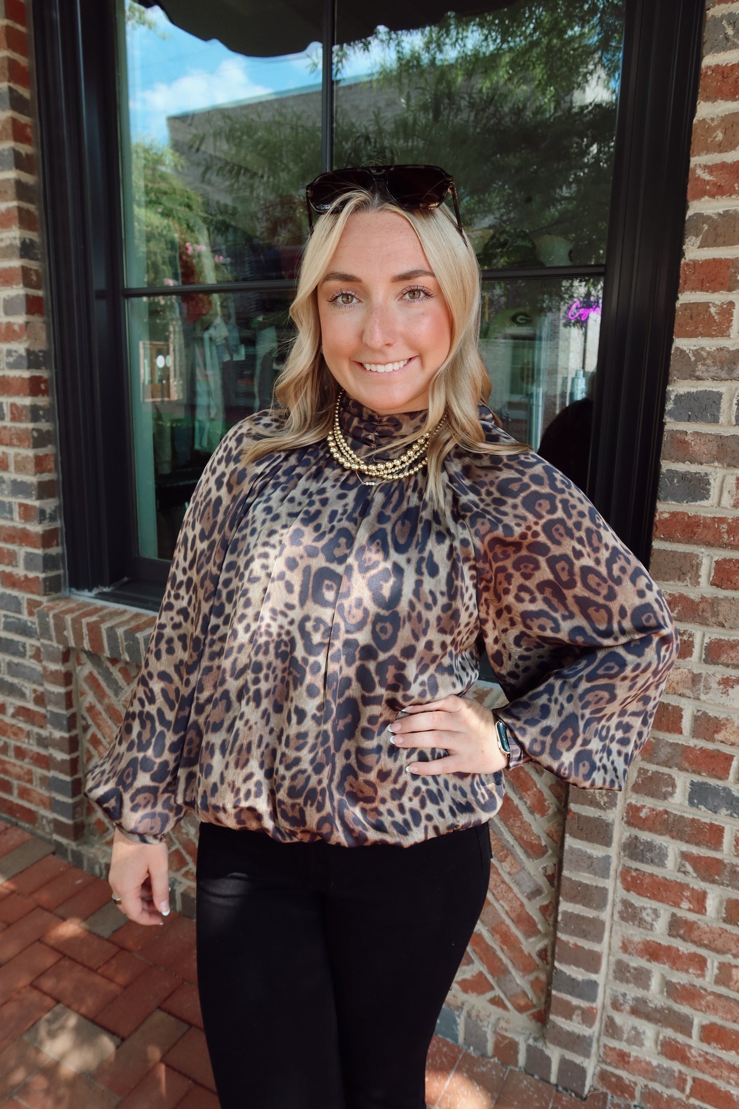 Leopard Print High Neck Top