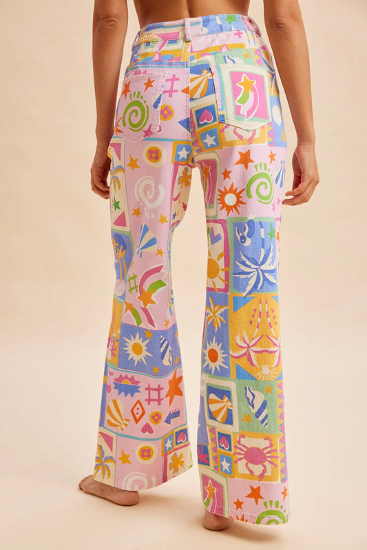 Summer Patchwork Wide Leg Jeans