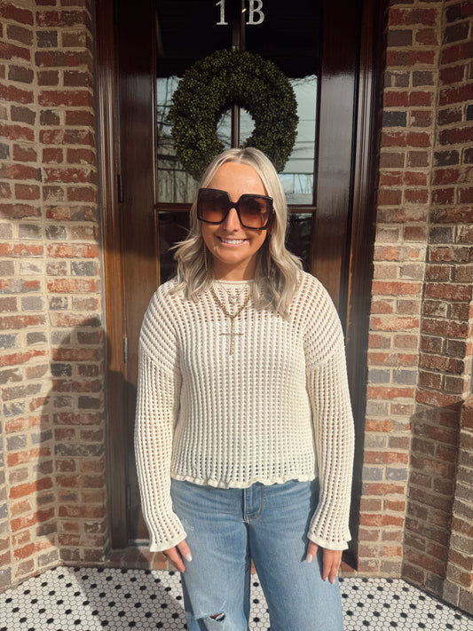 Cream Open Knit Sweater