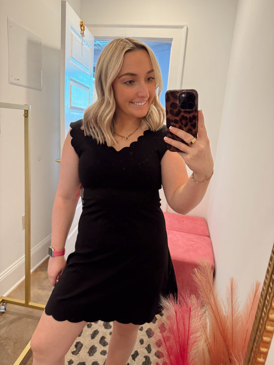 Black Scalloped Active Dress