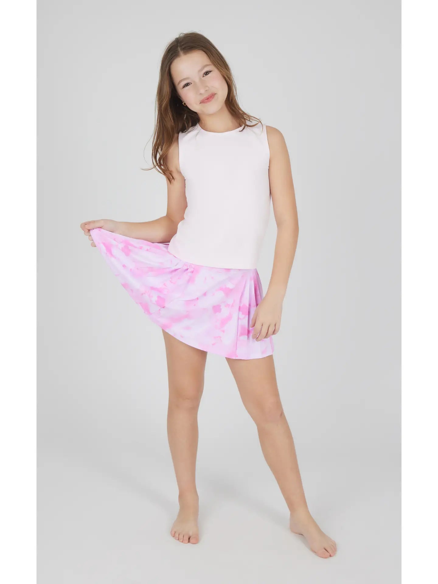 Lainey Tie Dye Pink Tank & Skort Set (Girls)