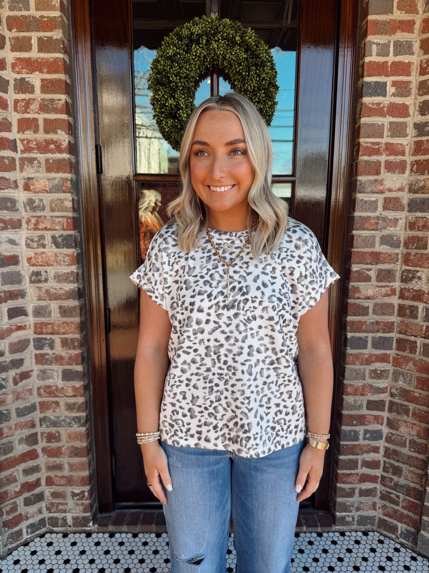 Grey Leopard Scuba Top