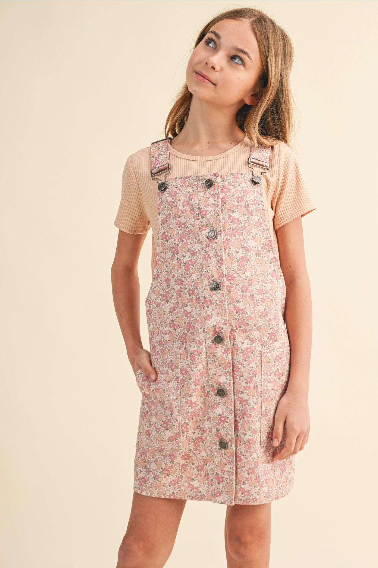 Emma Floral Overall Dress (Girls 7-14)