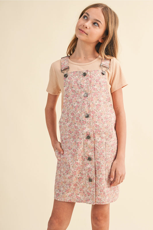 Emma Floral Overall Dress (Girls 7-14)