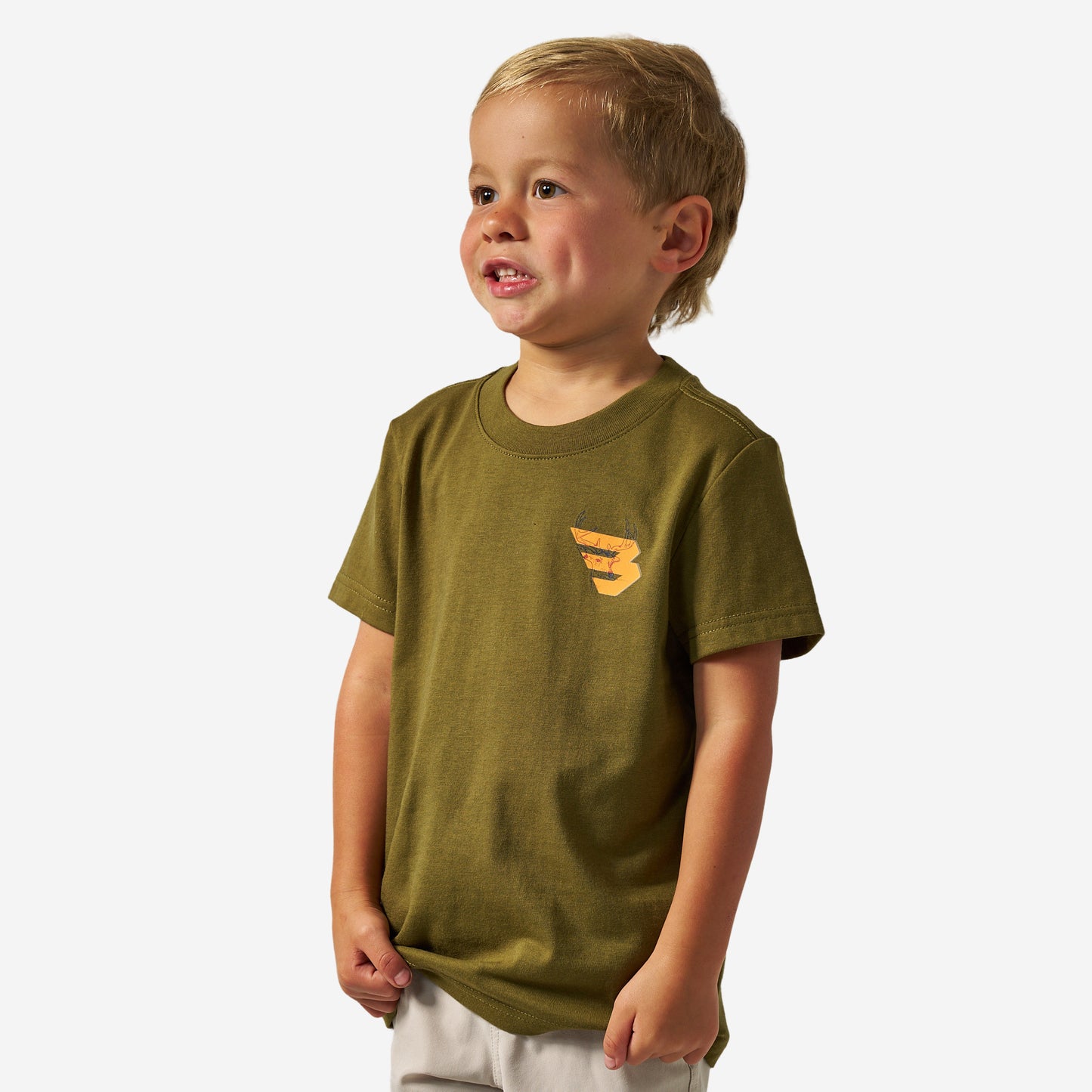 Burlebo Youth Short Sleeve Tee | Deer Flying B Logo - Hunter Green