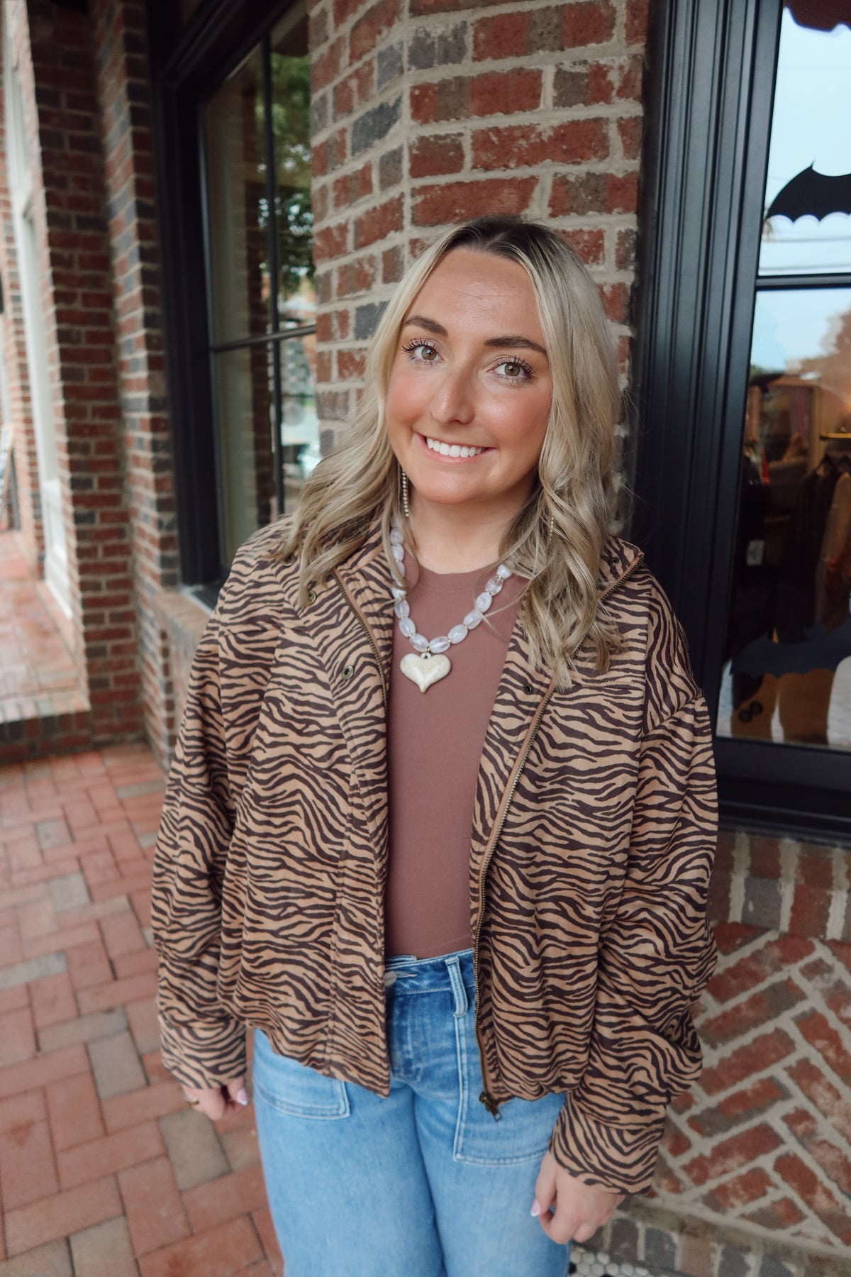 Camel Animal Print Bomber Jacket