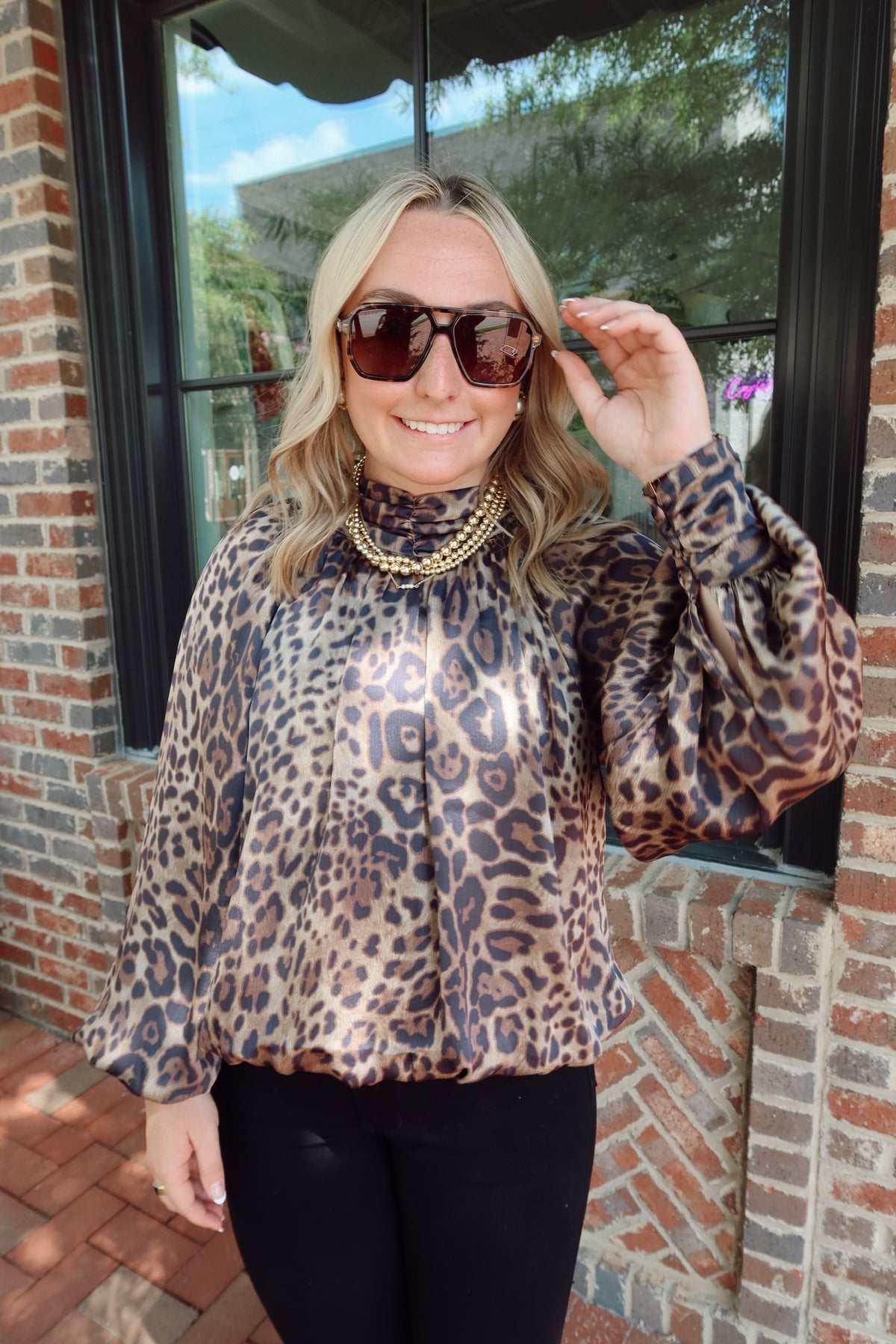 Leopard Print High Neck Top