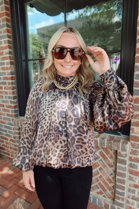 Leopard Print High Neck Top