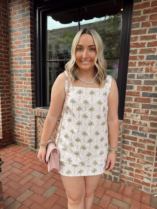 Pink Palm Beach Top & Skirt Set