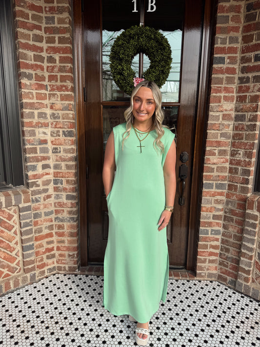 Mint Jersey Knit Midi Dress