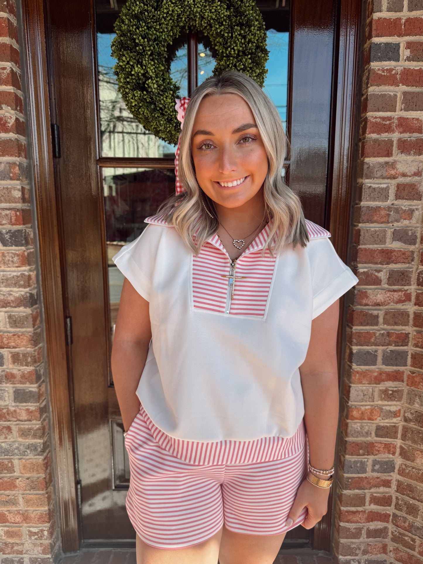 Pink Striped Athleisure Set