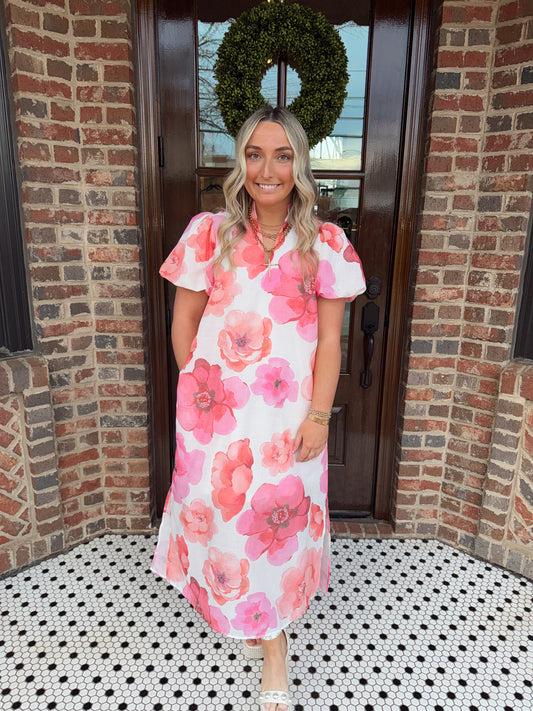 Pink Floral Maxi Dress