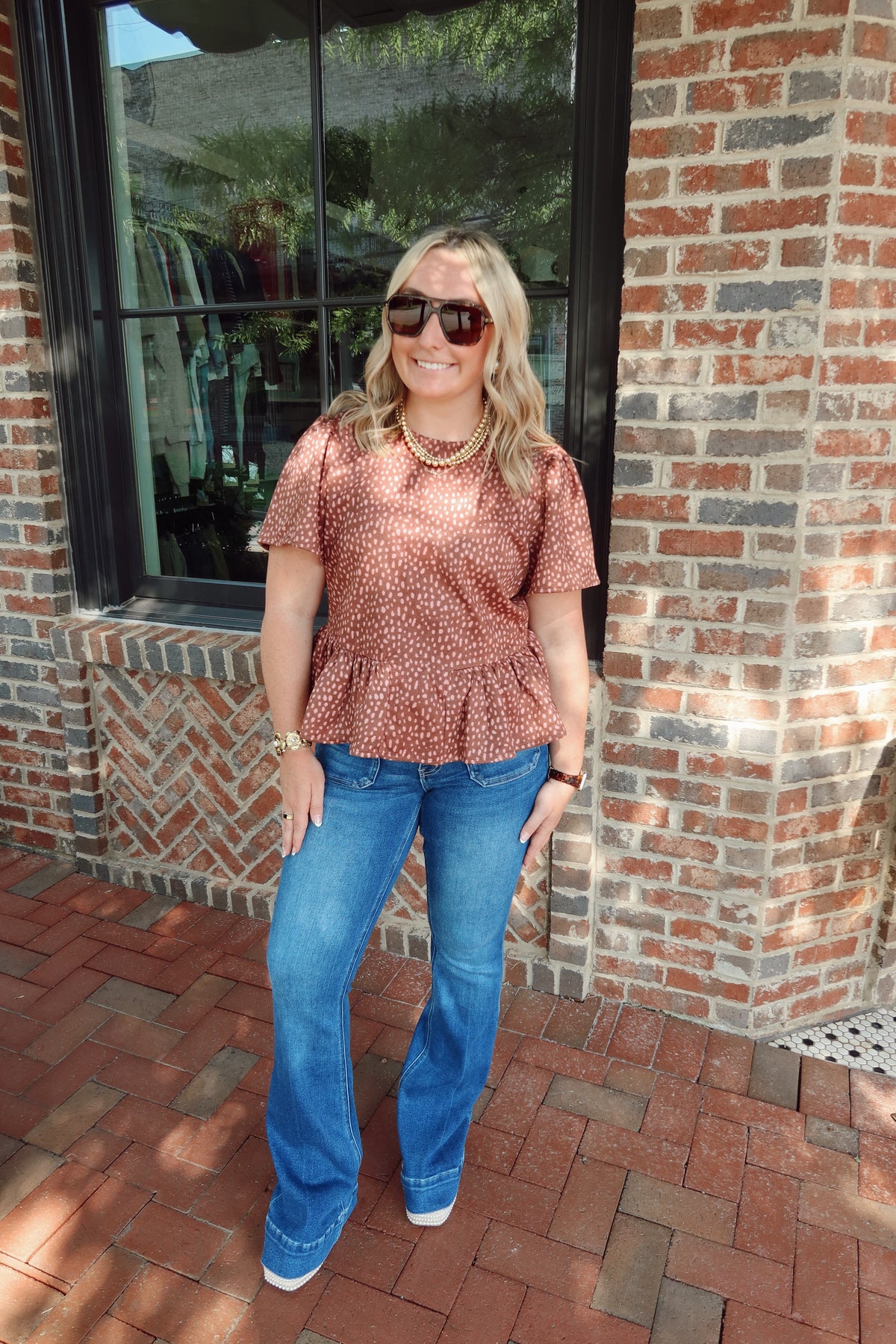 Mocha Pink Deer Print Top