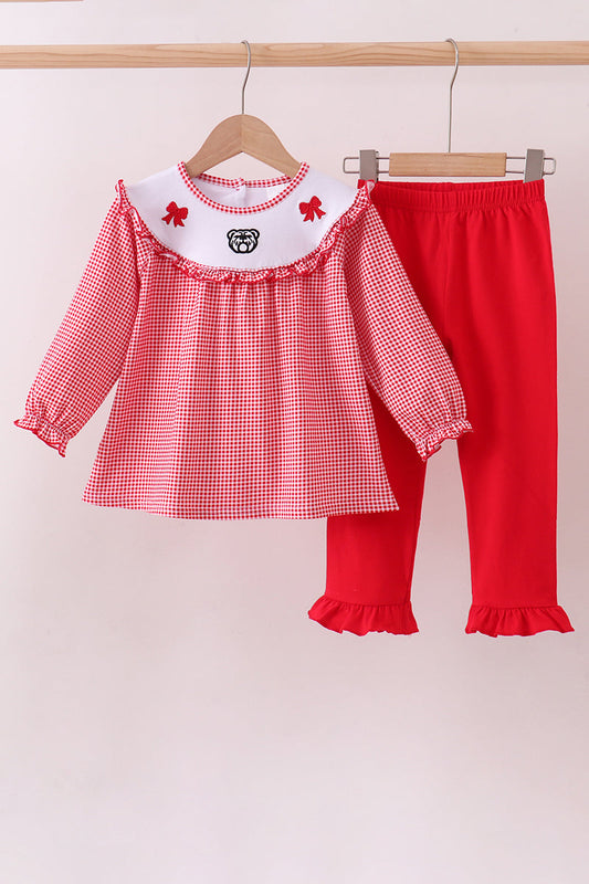 Little Girls | Bulldogs & Bows Red Gingham Set
