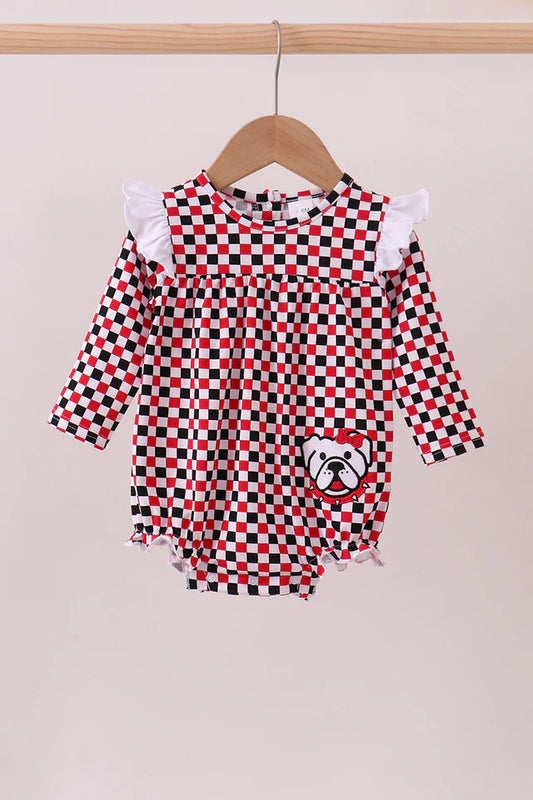 Georgia Checkered Bulldog Ruffle Bubble