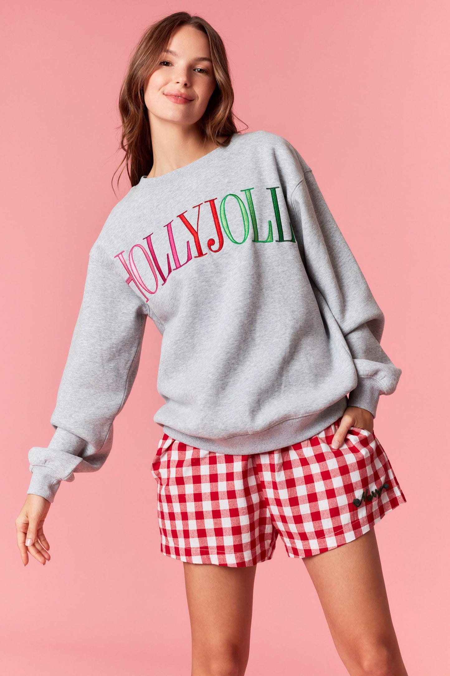 Holly Jolly Embroidered Crewneck