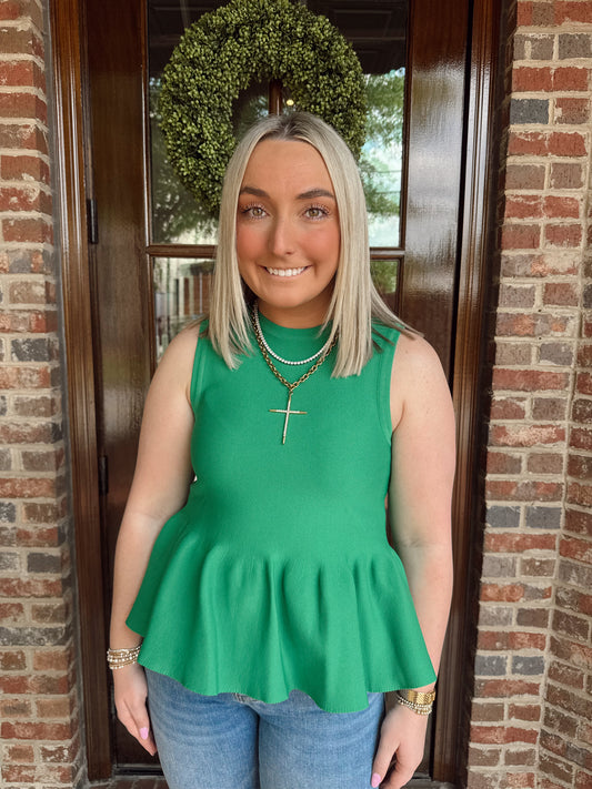 Green Peplum Top