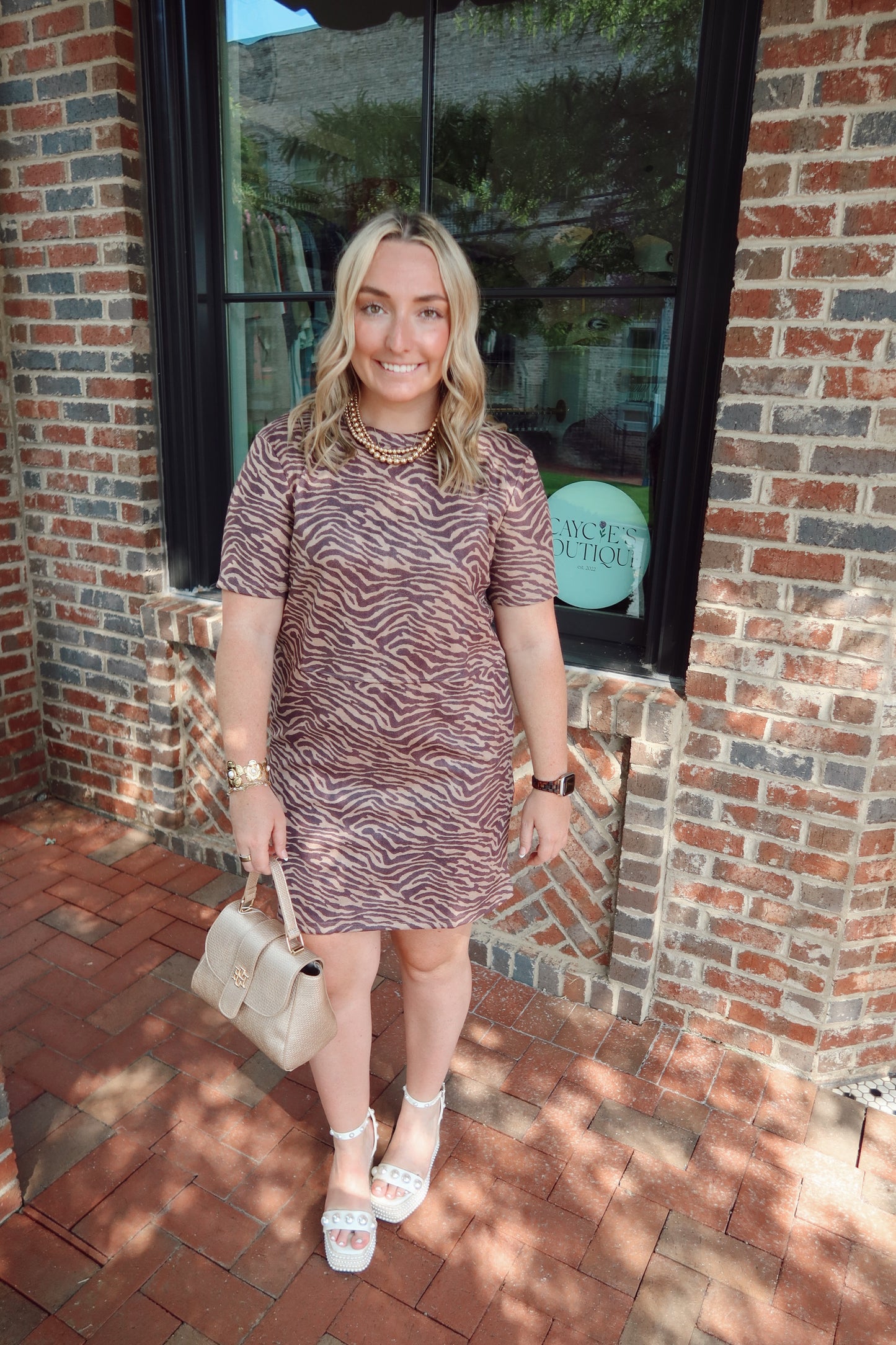 Animal Print Faux Suede Shift Dress