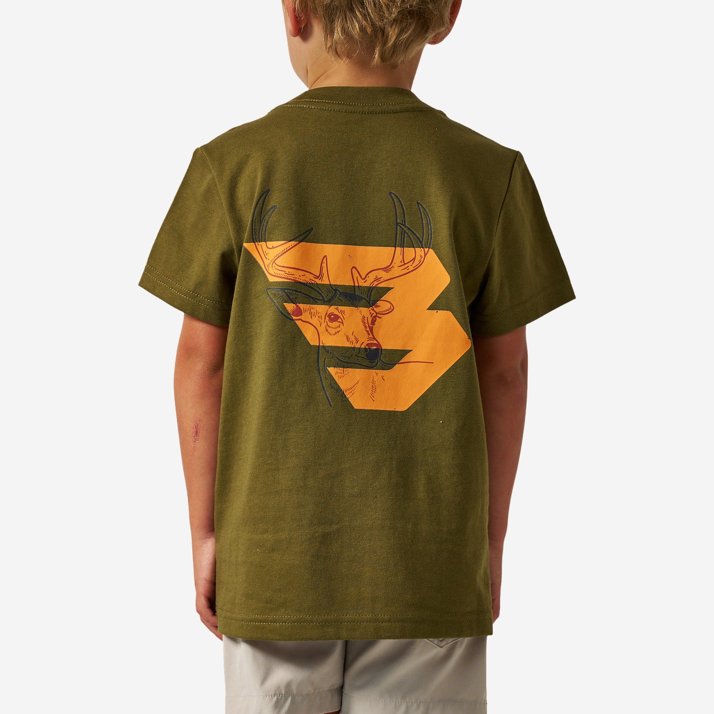 Burlebo Youth Short Sleeve Tee | Deer Flying B Logo - Hunter Green