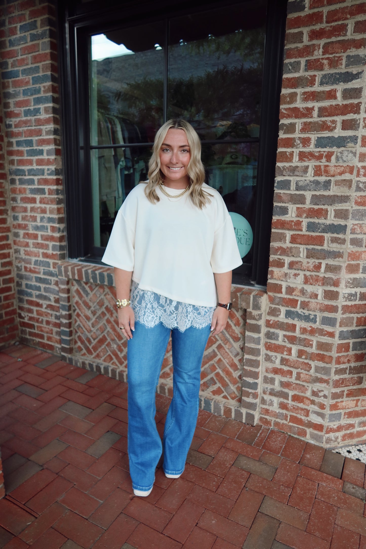 Ivory Lace Hem Top