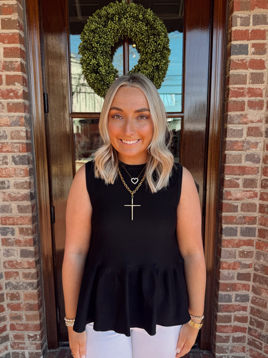 Black Peplum Top