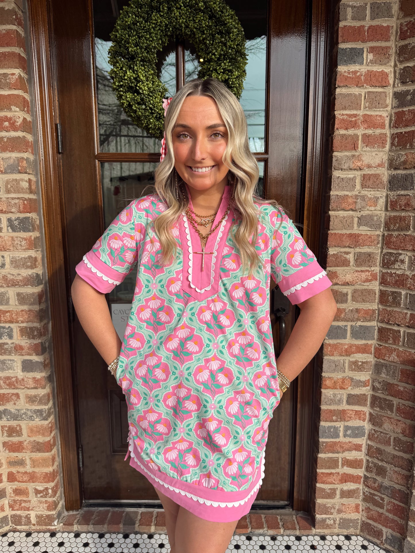 Floral Print Caftan Shift Dress