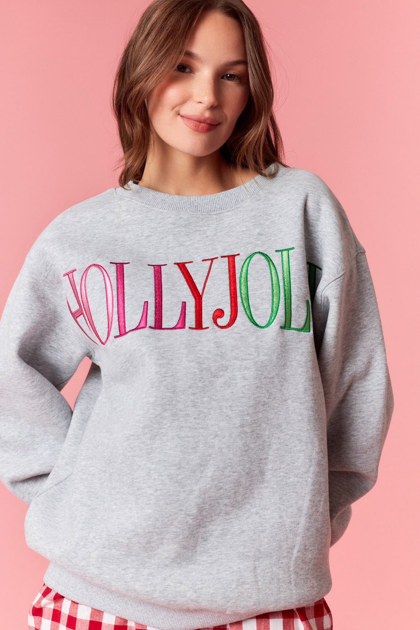 Holly Jolly Embroidered Crewneck