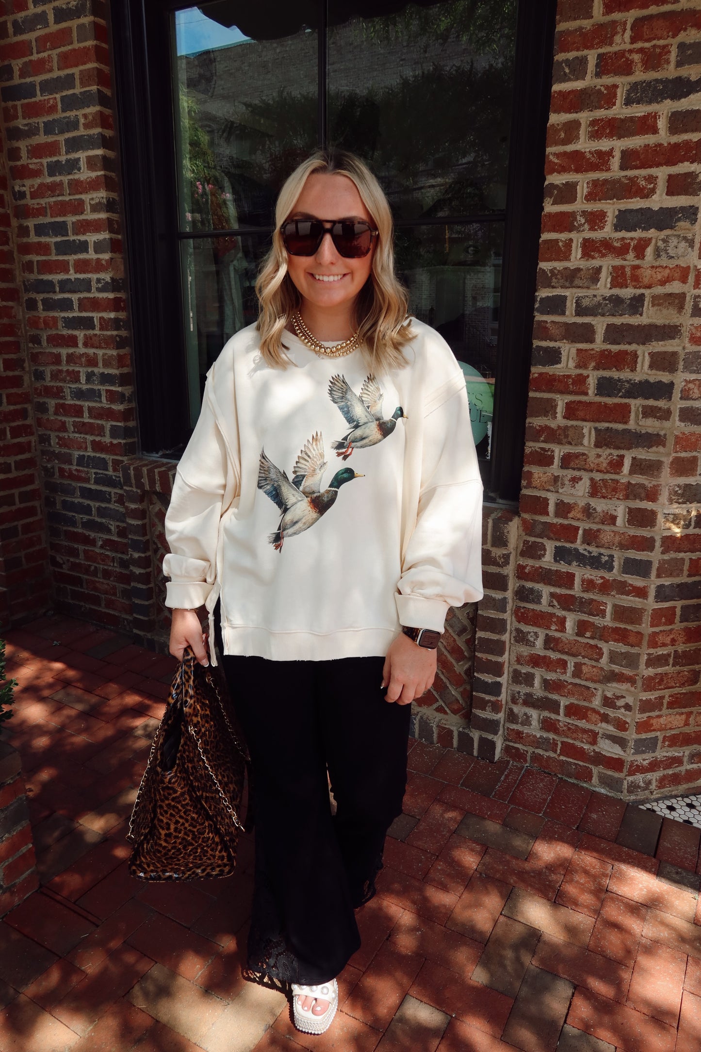 Stone Washed Flying Mallard Pullover