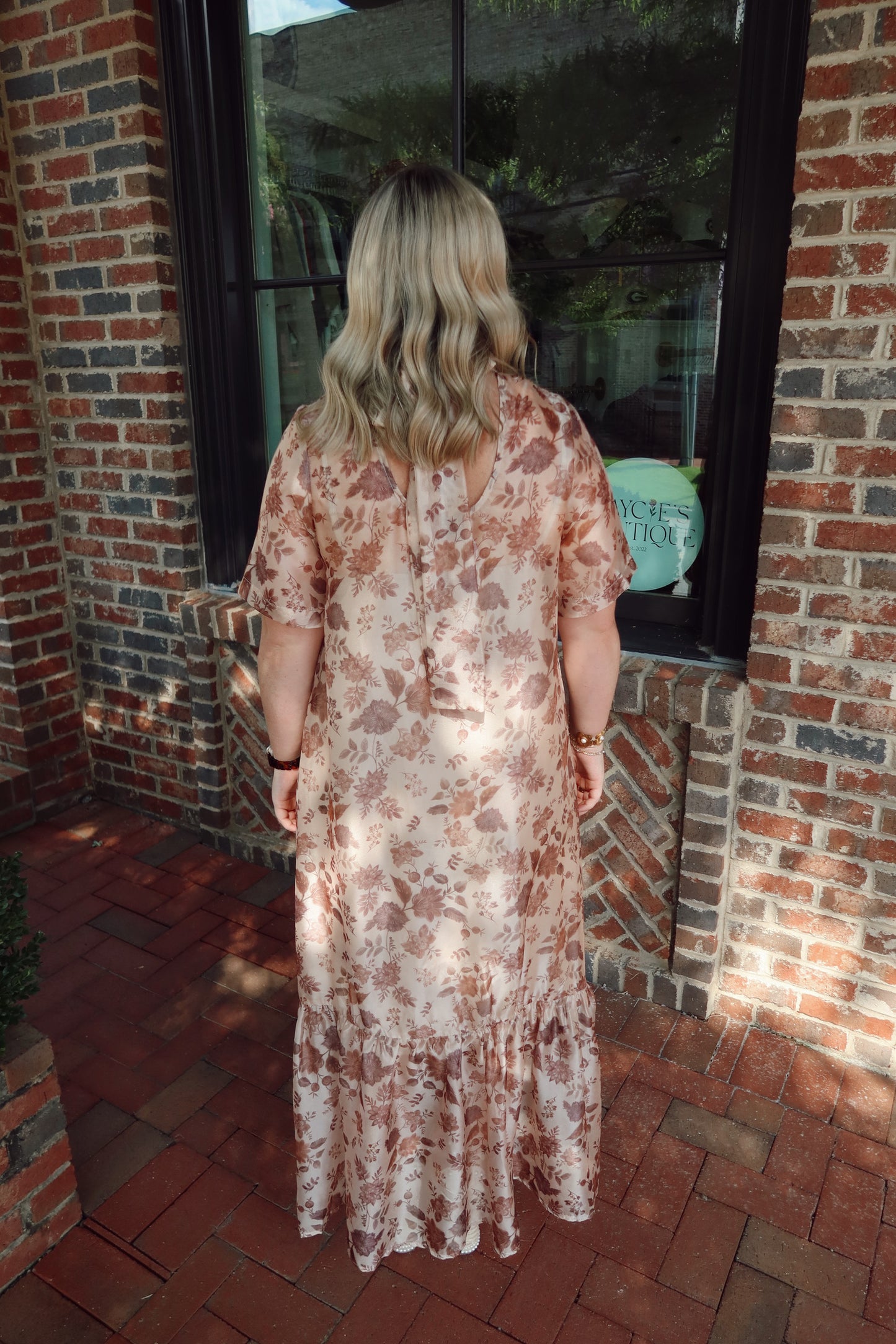 Harvest Floral Sheer Mockneck Dress