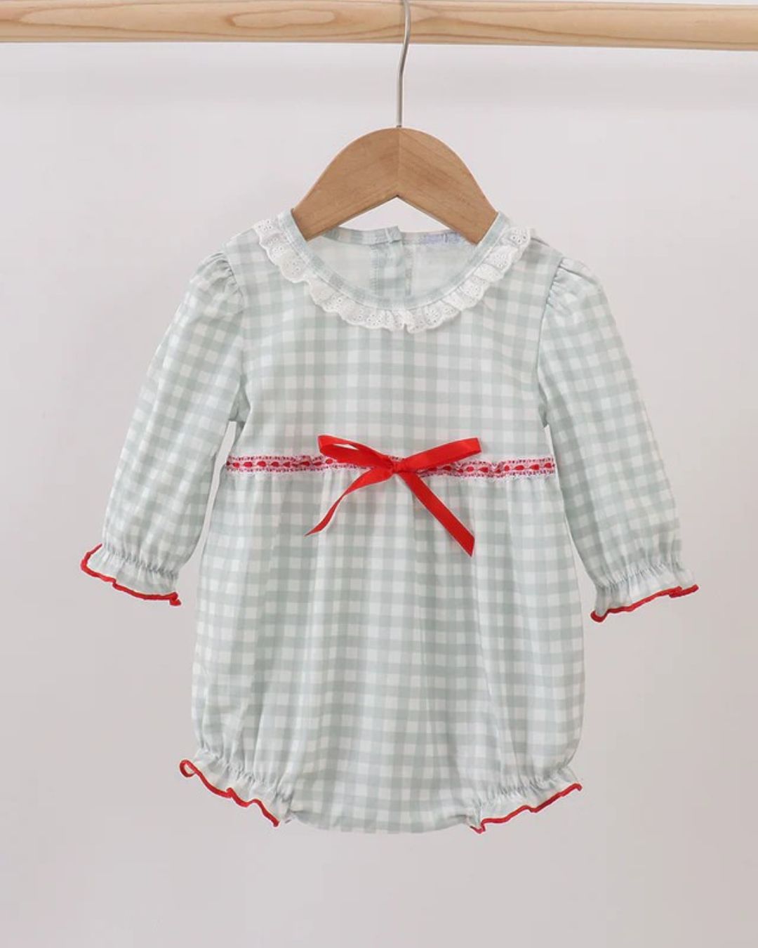 Sage Green Gingham Ribbon Bow Bubble
