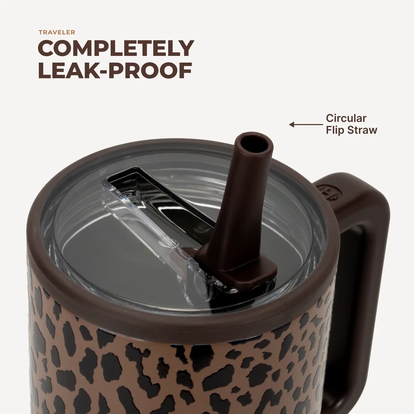 Brown Leopard Hydrojug 40oz Traveler Tumbler