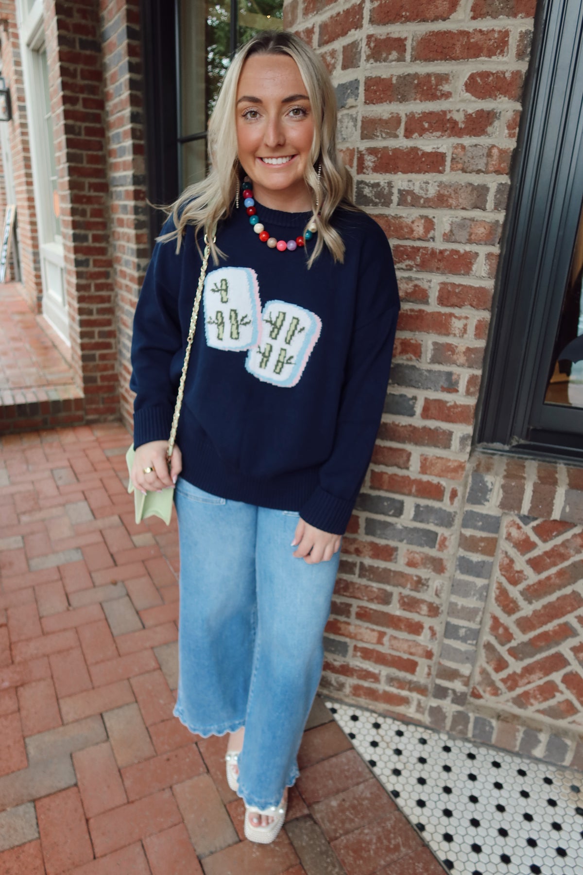 Navy Mahjong Tile Sweater
